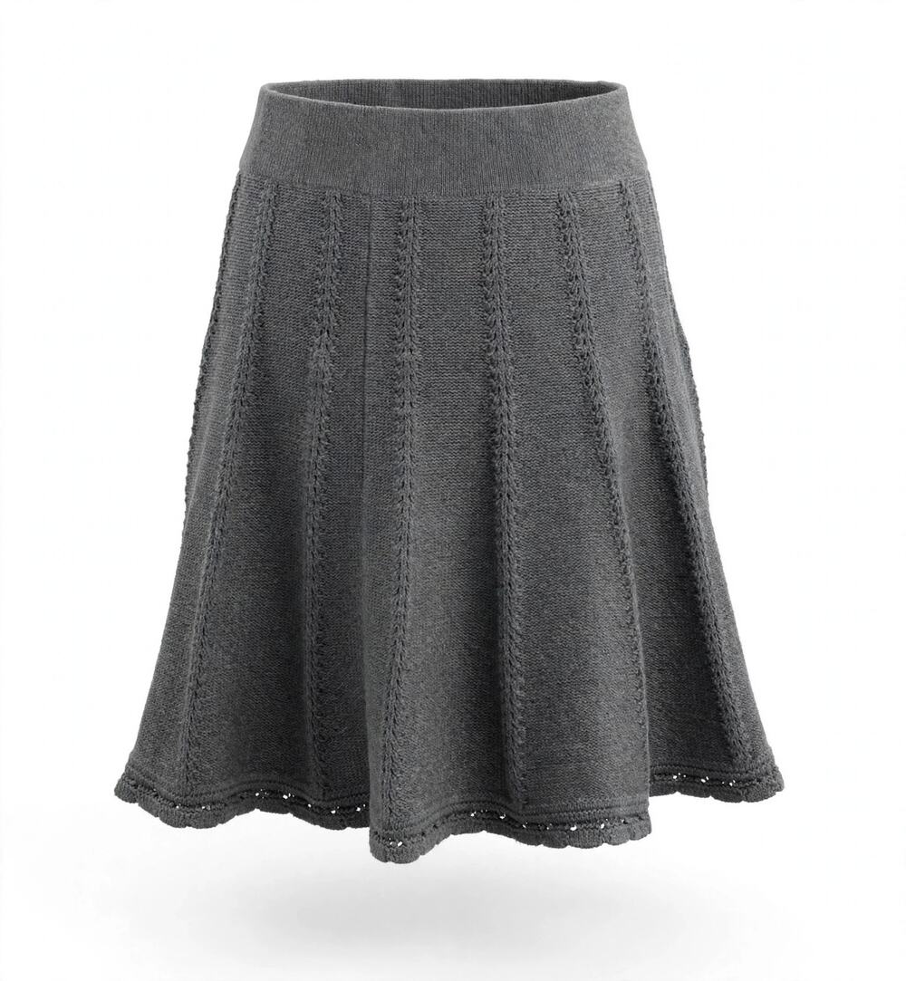 Cabi Femme Skirt 884 Gray Cable Knit A Line Scalloped Hem S